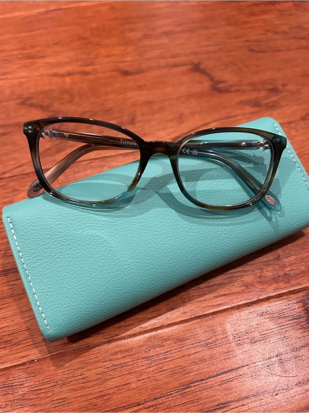 Tiffany & Co. Blue Tortoiseshell Eye Glasses with Tiffany Blue Case